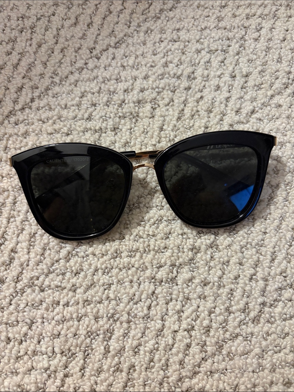 Le Specs Black Cat-Eye Sunglasses with Gold Accent
